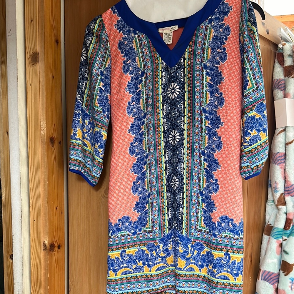 A'gaci Vibrant Blue and Coral Dress
